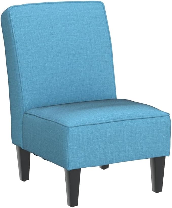 ALISH Accent Chairs Set of 2 Upholstered Living Room Chairs Armless Side Chairs Bedroom Chairs with Curved Backrest and Wooden Legs Blue