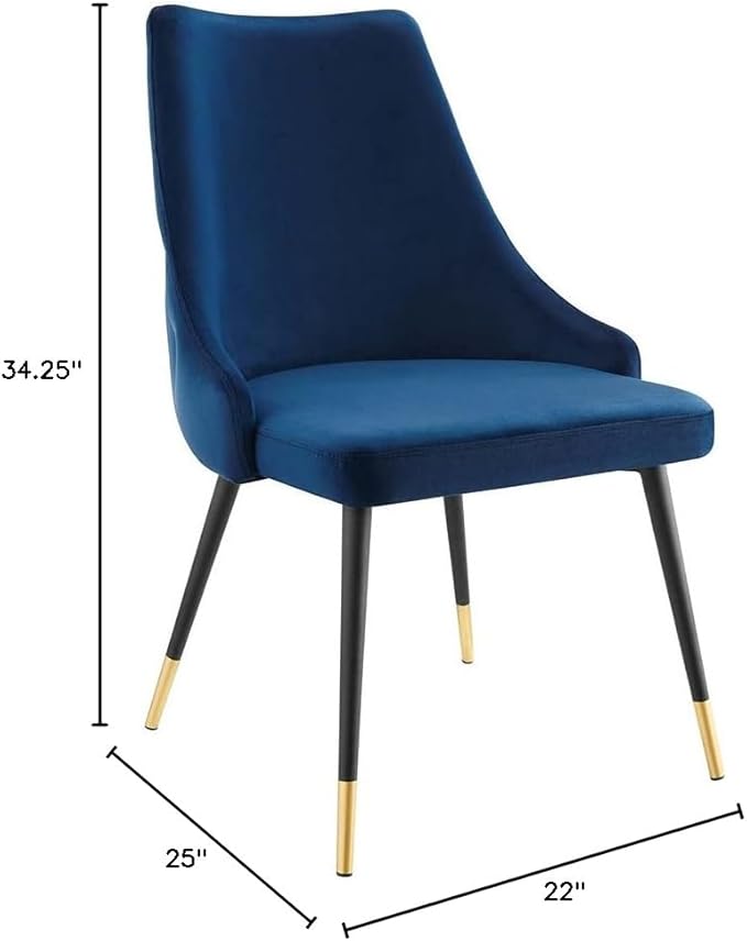 Modway Adorn Tufted Performance Velvet Dining Side Chair, Navy 25D x 22W x 34H Inch
