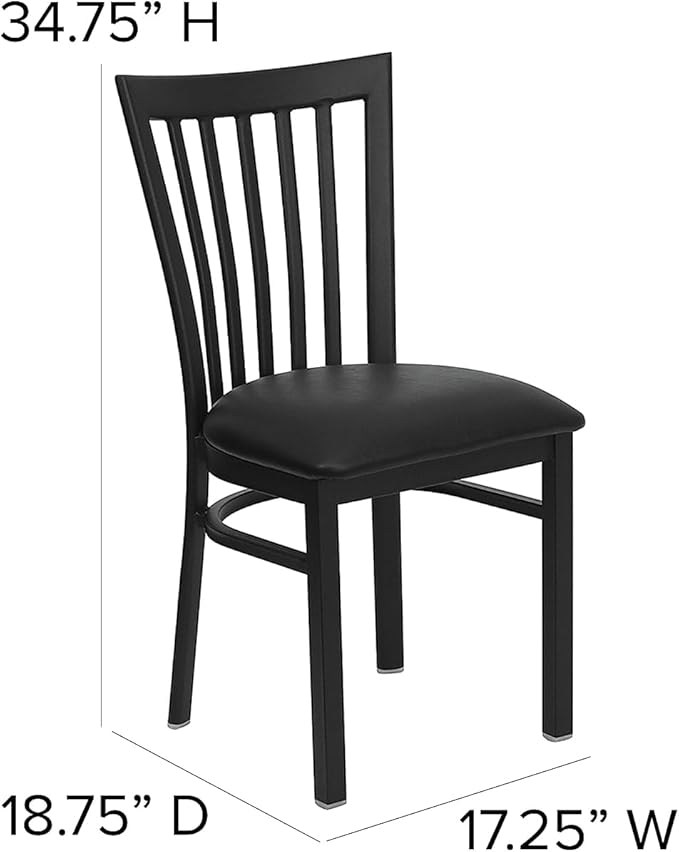 Flash Furniture 2 Pack HERCULES Series Black School House Back Metal Restaurant Chair - Black Vinyl Seat