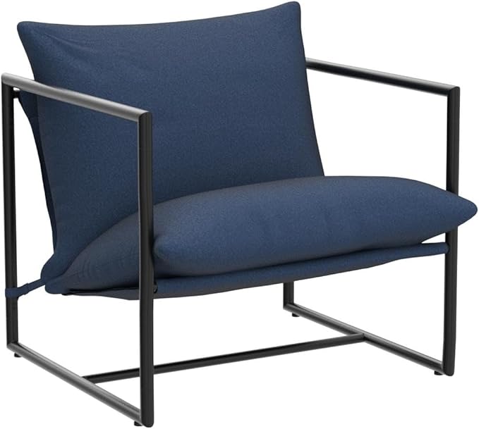 Zinus Aidan Sling Accent Chair, Metal Framed Armchair with Shredded Foam Cushioning, Navy