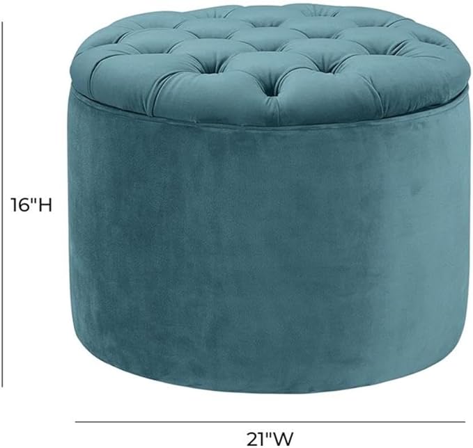 Tov Furniture Queen Sea Blue Velvet Storage Ottoman