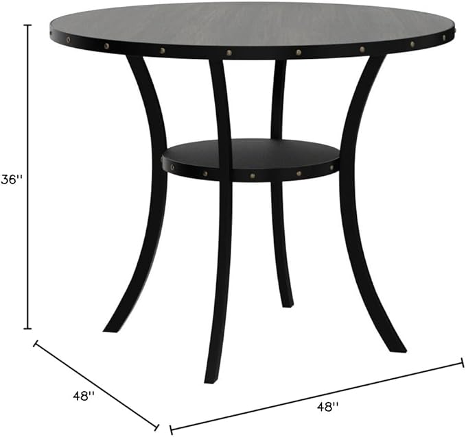 Roundhill Furniture Biony Collection Counter Height Dining Table, Round