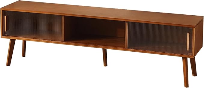 Bamboo TV Stand Entertainment Center tv Console, Mid-Century Modern Television Stand for 55-65 inch TVs, Wood TV Stand with Storage, Tv Stands for Living Room, Bedroom and Home Decor, Brown
