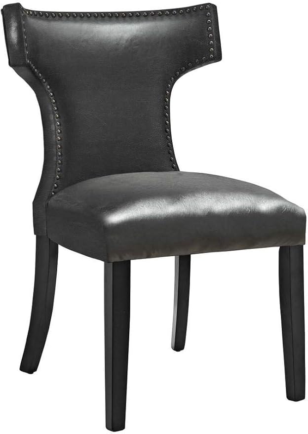 Modway EEI-3949-BLK Curve Dining Chair Vinyl Set of 2, Black