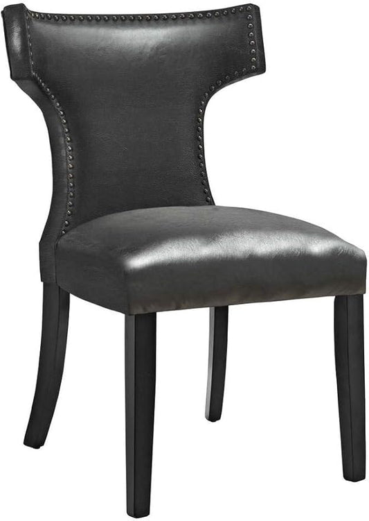Modway EEI-3949-BLK Curve Dining Chair Vinyl Set of 2, Black