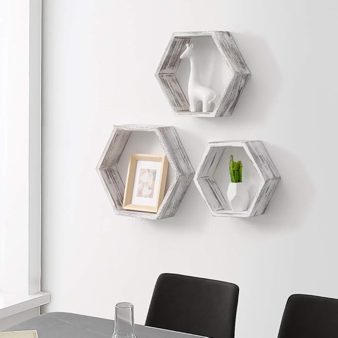 AZL1 Life Concept Floating Shelves – Set of 3 – Large, Medium and Small – Screws and Anchors Included - Farmhouse Shelves for Bedroom, Living Room and More