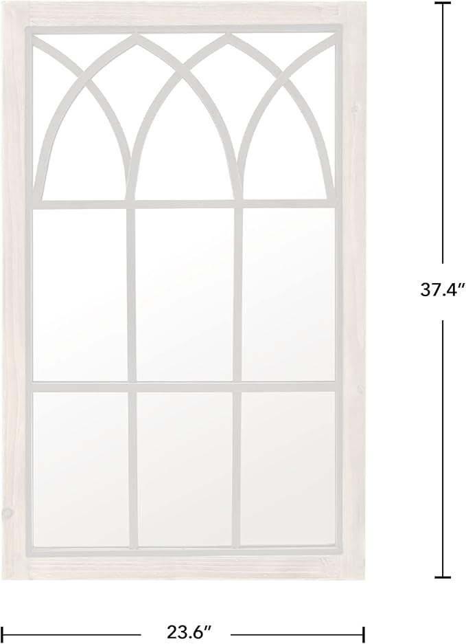 FirsTime & Co. Grandview Arched Window Wall Mount Mirror, 37.5"H x 24"W, Weathered Brown