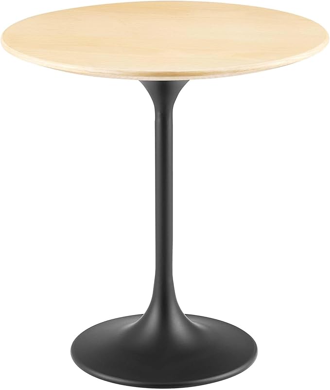 Modway Lippa Round 20" Wood Grain Mid-Century Modern Side Table, Black Natural
