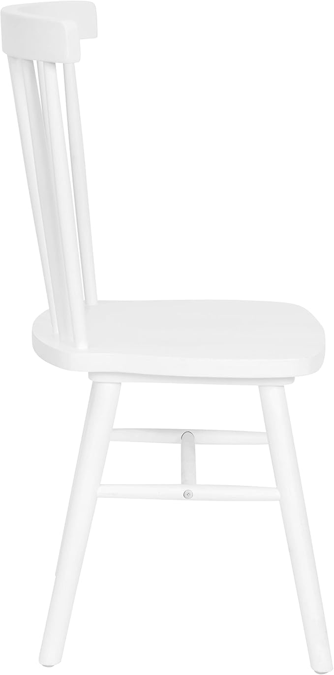 Taylor & Logan Ingrid Set of 2 Commercial Grade Windsor Dining Chairs, Solid Wood Armless Spindle Back Restaurant Dining Chairs in White