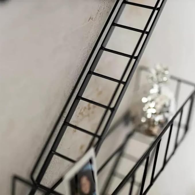 Fire Escape Wall Shelf - 4-Tier Trinket & Action Figure Display with Screwdriver & Screws, Unique Rustic Floating Action Figure Display for Bathroom & Living Room & Home Decor (4 Tier, 1)