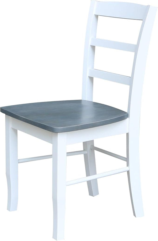 IC INTERNATIONAL CONCEPTS 36 in. Wood Dining Table with 4 Madrid Ladderback Chairs in White/Heather Gray