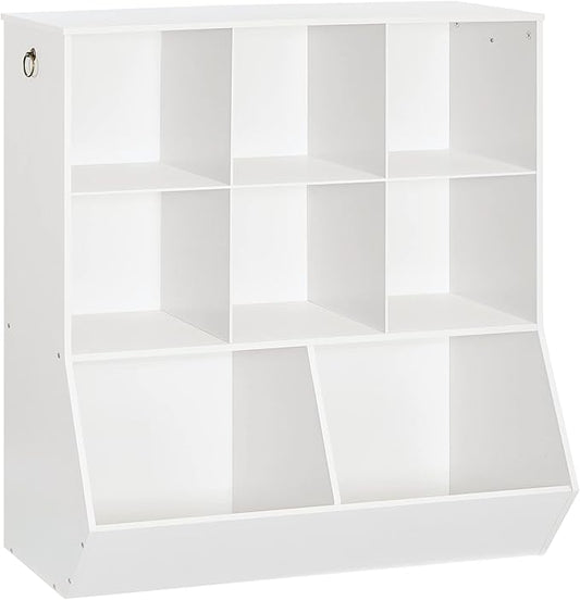HOOBRO Kids Bookshelf, Toy Storage Organzier with 8 Cubicles, Bookcase Footboard, Bookshelf for Kids, for Playroom, Nursery, Bedroom, and School, White WT35CW01G1