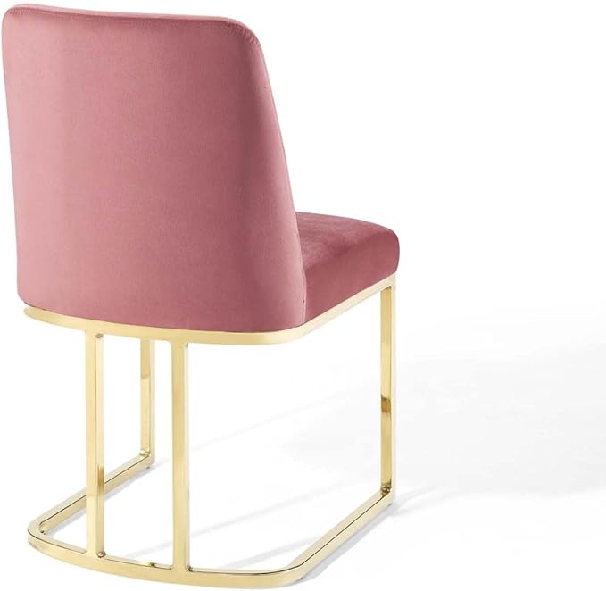 Modway Amplify Performance Velvet Upholstered Sled Base Dining Chair - Set of 2 in Gold Dusty Rose