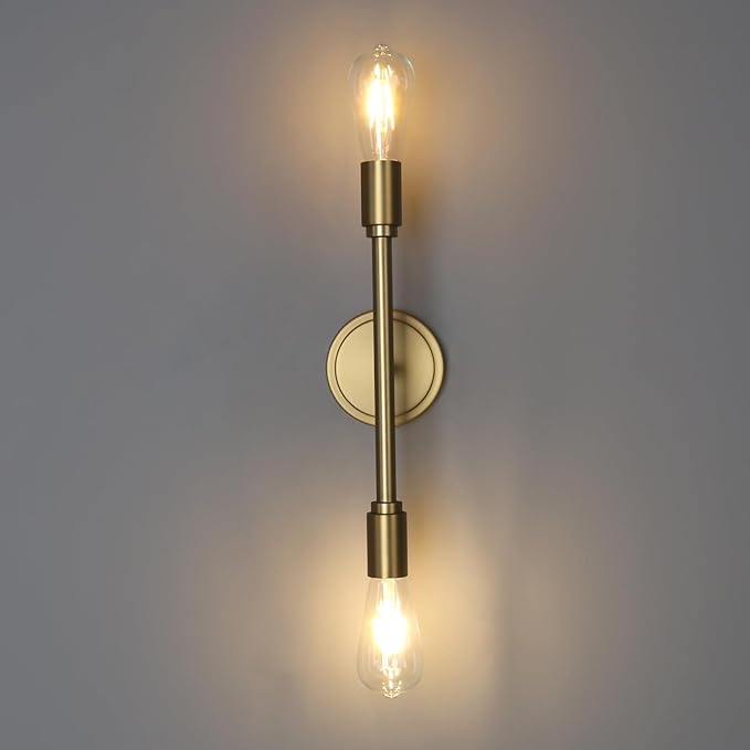 Phansthy Wall Sconces Set of Two, Modern Sconces Wall Lighting Fixtures, 2-Light Bathroom Light Over Mirror, Indoor Ceiling Light/Wall Light for Bedroom, Living Room (Antique 2 Pack)