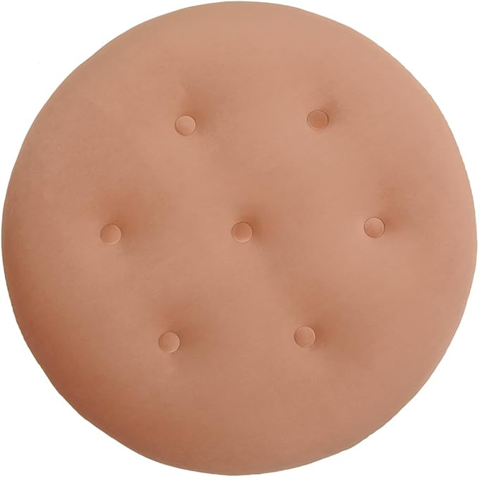 Jennifer Taylor Home Yolanda Upholstered Round Accent Ottoman, Peach Orange Velvet with Gold Trim