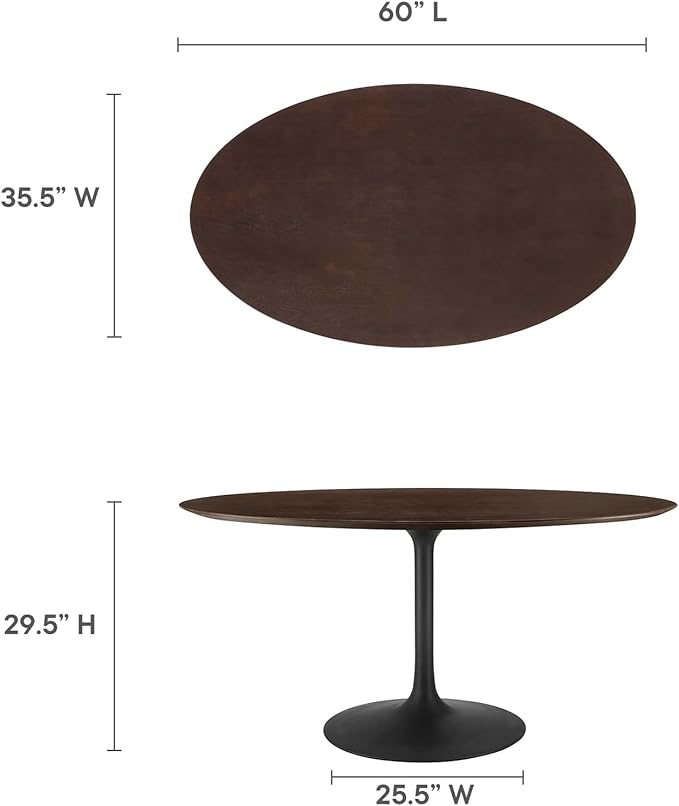 Modway Lippa Dining Table, 60", Black Cherry Walnut