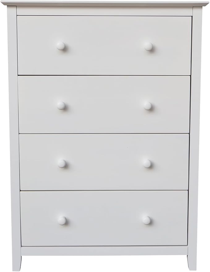 International Concepts Solid Wood Bedroom Dresser/Chest with 4 Drawers in White