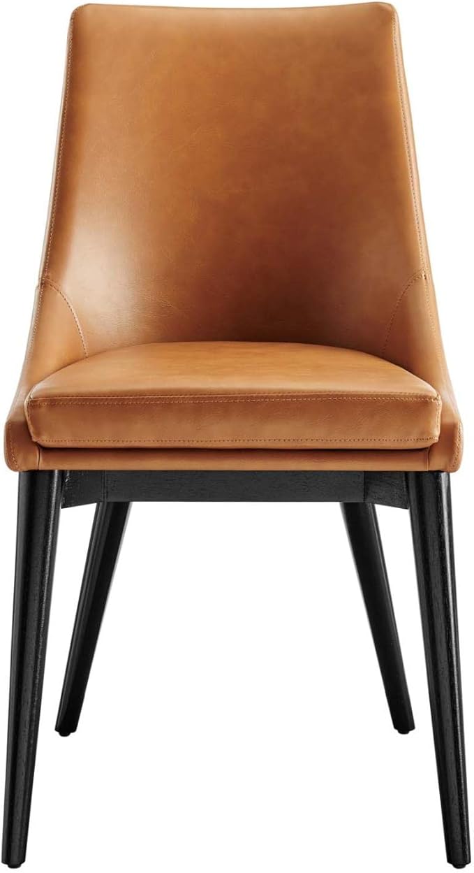 Modway Viscount Mid-Century Modern Faux Leather Upholstered, Dining Chair, Tan