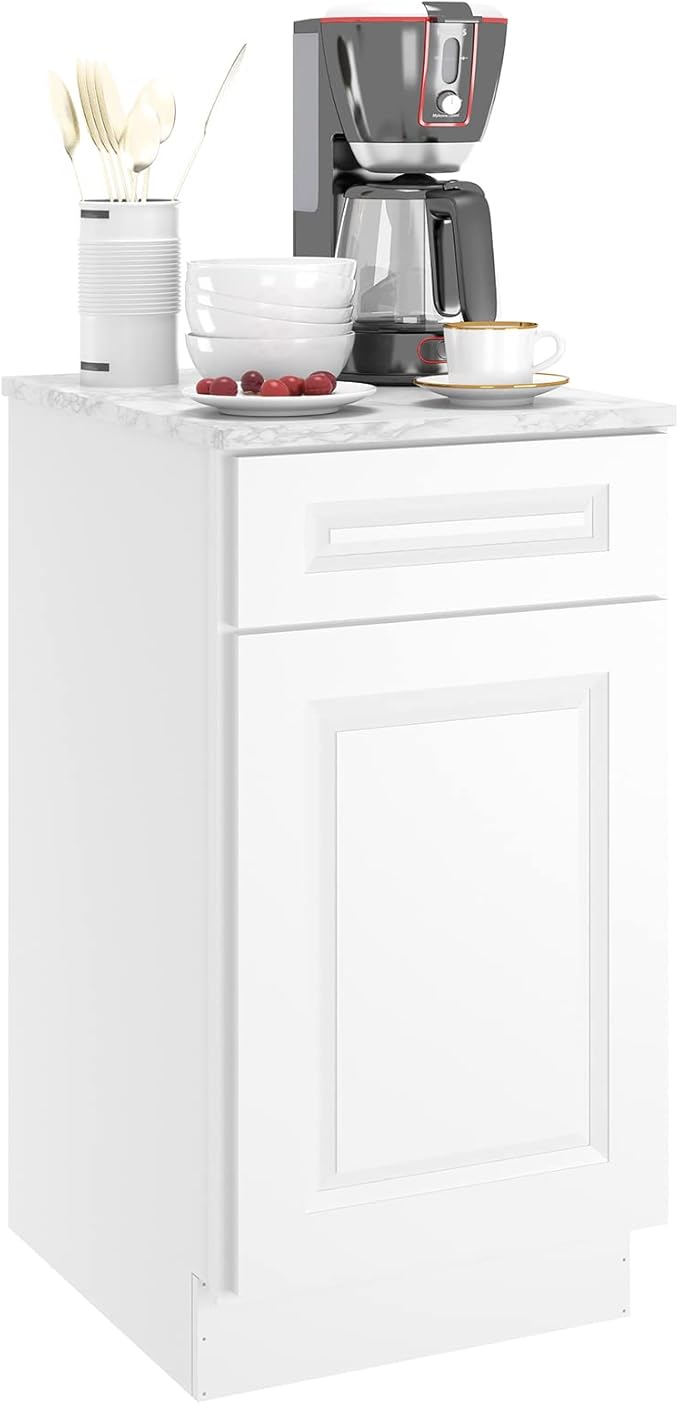 LOVMOR Kitchen Base Cabinets, Sideboard Storage Cabinet, Entryway Cabinet with 1-Drawer & Adjustable Shelf, 18" W X 24" D X 34-1/2"H