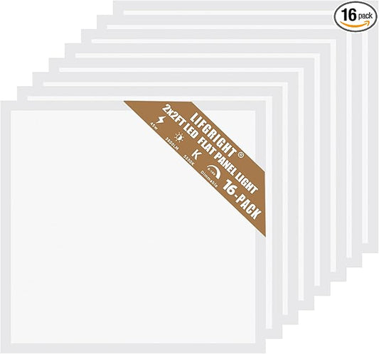 16 Pack 2x2 LED Flat Panel Light, 45W,5800LM, Edge-Lit 2x2FT LED Panel Drop Ceiling Light Fixtures,5000K Daylight White,0-10V Dimmable Troffer Lights,Works from 110-277V AC