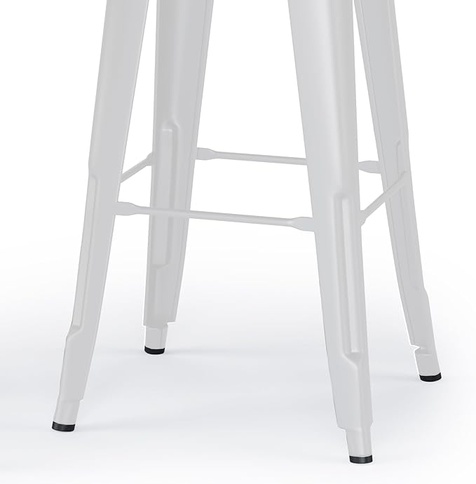SIMPLIHOME Rayne Industrial Metal 30 inch Metal / Wood Bar Stool (Set of 2) in White for the Dining Room and Kitchen