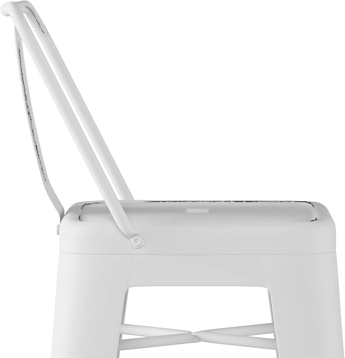 SIMPLIHOME Rayne Industrial Metal 30 inch Bar Stool (Set of 2) in Distressed White for the Dining Room and Kitchen