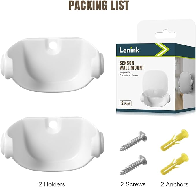 Lenink Wall Mount Compatible with Ecobee Smart Sensor, 2 Pack Smart Sensor Wall Holder Replacement Intelligent Robot Model, Not Suitable for 2nd Generation (White)