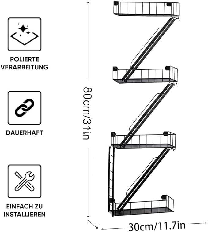 Fire Escape Wall Shelf - 4-Tier Trinket & Action Figure Display with Screwdriver & Screws, Unique Rustic Floating Action Figure Display for Bathroom & Living Room & Home Decor (4 Tier, 1)