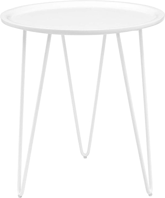 Modway Digress Mid-Century Round Side Table With Hairpin Legs in White