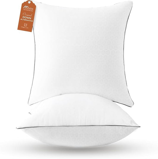 Sasttie Euro Pillow Insert 26x26, European Pillows Set of 2 for Bed, Couch, and Sofa - Oeko-Tex Certified Down Alternative Filling, 2 Pack, 26x26 Inches