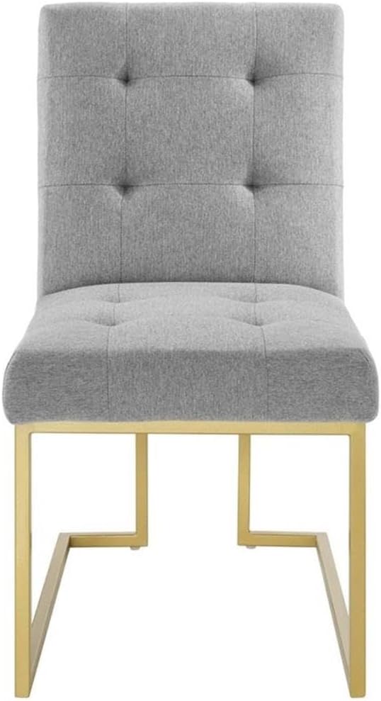 Modway Privy Upholstered Gold Stainless Steel Dining Chair in Gold Light Gray