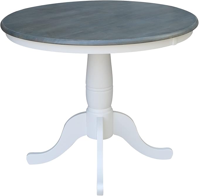 IC INTERNATIONAL CONCEPTS 36" Round Solid Wood Gray Table-Dining Height