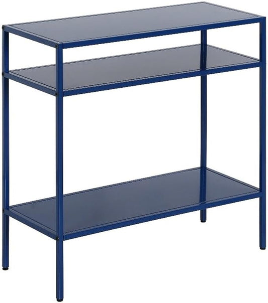 Henn&Hart 24" Wide Rectangular Side Table in Mykonos Blue, Table for Living Room, Bedroom
