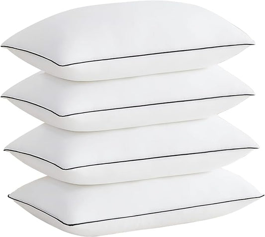 Acanva Cooling Bed Pillows for Sleeping, Luxury Hotel Quality 3D Microfiber Filling with Breathable Cover for Side Back and Stomach Sleepers, Reduces Neck Pain,Queen (Pack of 4), Black