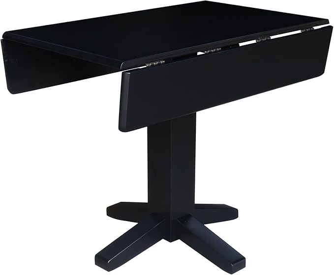 Solid Wood 36" Square Dual Drop Leaf Dining Table, Black