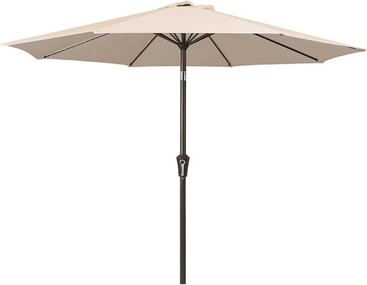 JEAREY 10FT Outdoor Patio Umbrella Outdoor Table Umbrella with Push Button Tilt and Crank, Market Umbrella 8 Sturdy Ribs UV Protection Waterproof for Pool, Garden (Cream Beige)