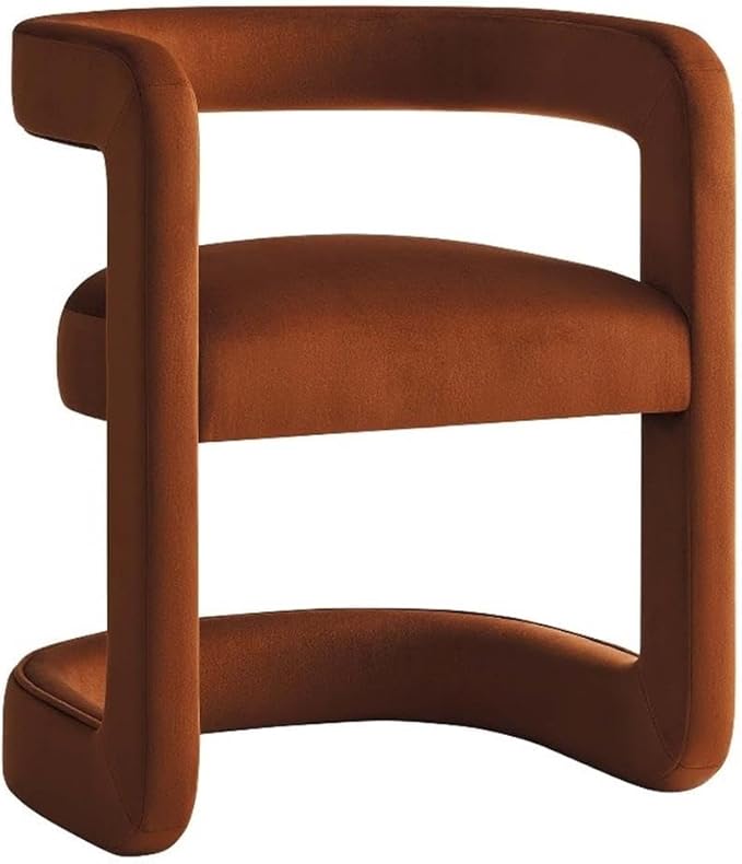 Modway Winslow Stain-Resistant Performance Velvet Dining Chair in Rust - Open Back Barrel Armchair - Upholstered Dining Chair - Cozy Reading Chair or Velvet Vanity Chair