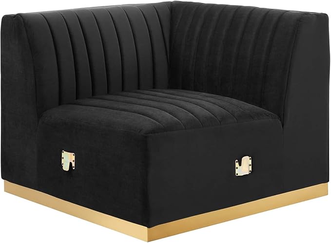 Modway Conjure Channel Tufted Performance Velvet Sectional, Gold Black