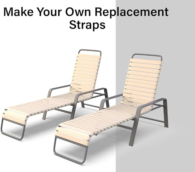 1.5" Vinyl Straps for Patio Chairs Repair Kit Strapping Outdoor Patio Furniture Repair 20' Matte Finish (Red) + 20 Rivets