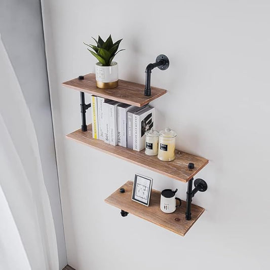 Industrial Heavy Duty DIY Pipe Shelf Shelves Steampunk Rustic Urban Bookshelf Real Wood Bookshelves and bookcases1