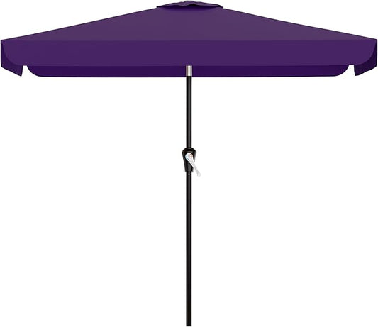 AreShark 6.5 x 10 FT Rectangular Valance Patio Umbrella, Outdoor Umbrella with Tilt and Crank, Market Table Umbrellas W/ 6 Ribs UV Protection for Garden, Deck, Backyard and Pool, Dark Purple