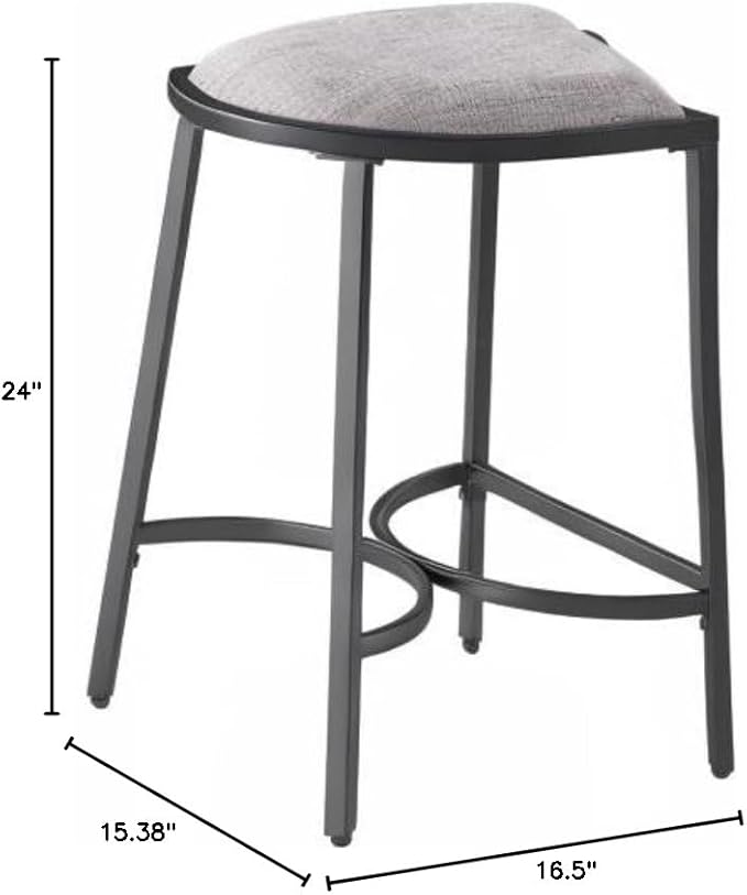 Crosley Furniture Ellery Upholstered Seat Counter Height Bar Stools Set of 2, Gray/Matte Black