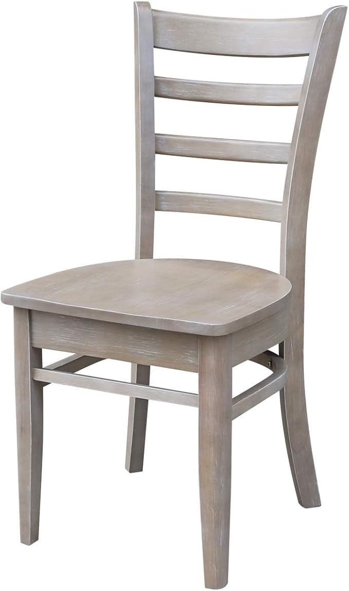 IC INTERNATIONAL CONCEPTS 36" Round Extension Solid Wood Table with 2 Emily Chairs in Washed Gray Taupe