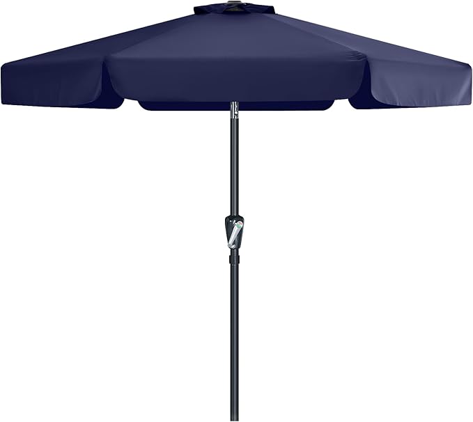 MASTERCANOPY 7.5ft Patio Umbrella with Valance, Crank and Tilt – 6 Ribs Outdoor Market Umbrella, UV/Fade Resistant, Waterproof Canopy with Wind Vent for Garden, Deck, Backyard, Pool (Navy Blue)