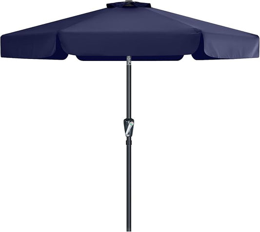 MASTERCANOPY 7.5ft Patio Umbrella with Valance, Crank and Tilt – 6 Ribs Outdoor Market Umbrella, UV/Fade Resistant, Waterproof Canopy with Wind Vent for Garden, Deck, Backyard, Pool (Navy Blue)