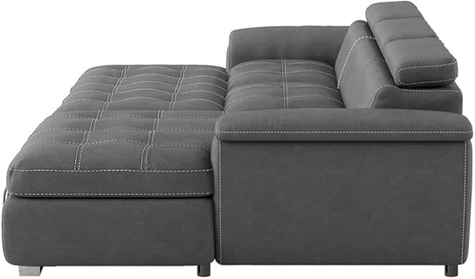 Homelegance Ferriday 98" x 66" Sectional Sleeper with Storage, Gray