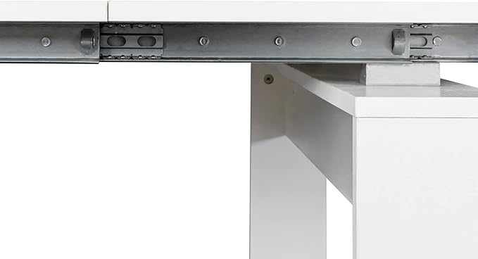 Ball & Cast Extendable Dining Table, 20"/118.5" Large Dining Room Table for 6-10 Person,Kitchen Table with Wood Legs, Space-Saving Folding Console Table,White