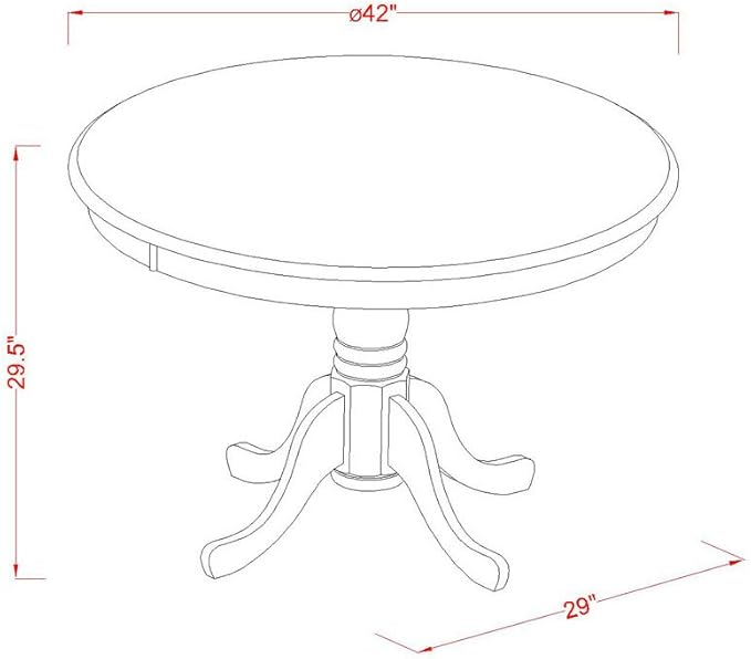 East West Furniture HLKE3-BMK-W 3 Piece Kitchen Table Set for Small Spaces Contains a Round Dining Room Table with Pedestal and 2 Solid Wood Seat Chairs, 42x42 Inch, Buttermilk & Cherry