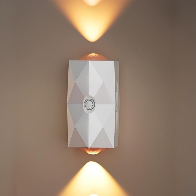 Rechargeable Motion Sensor Wall Sconce, Battery Operated Indoor Night Light with Magnetic Mount, RGB Colorful LED Ambient Lighting for Hallway, Stairs, Bathroom & Kids Room (USB-C)