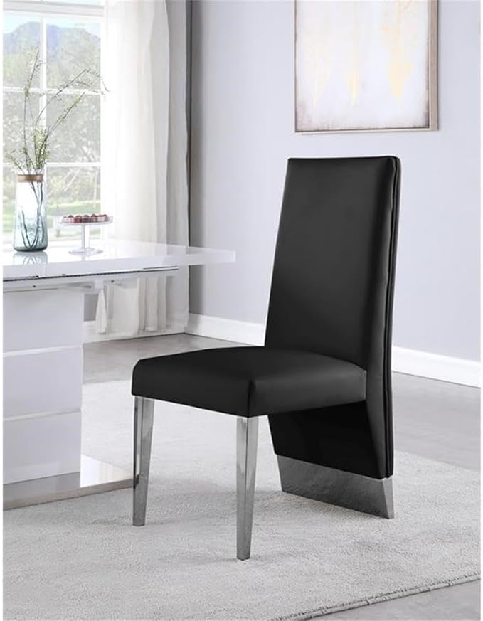 Meridian Furniture Porsha 19" H Black Vegan Leather Dining Chair (Set of 2)